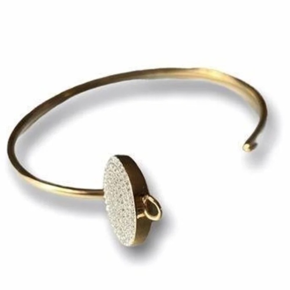 $115 Michael Kors Rose Gold-Tone Crystal Pave Circle Disc Bracelet - Picture 5 of 6